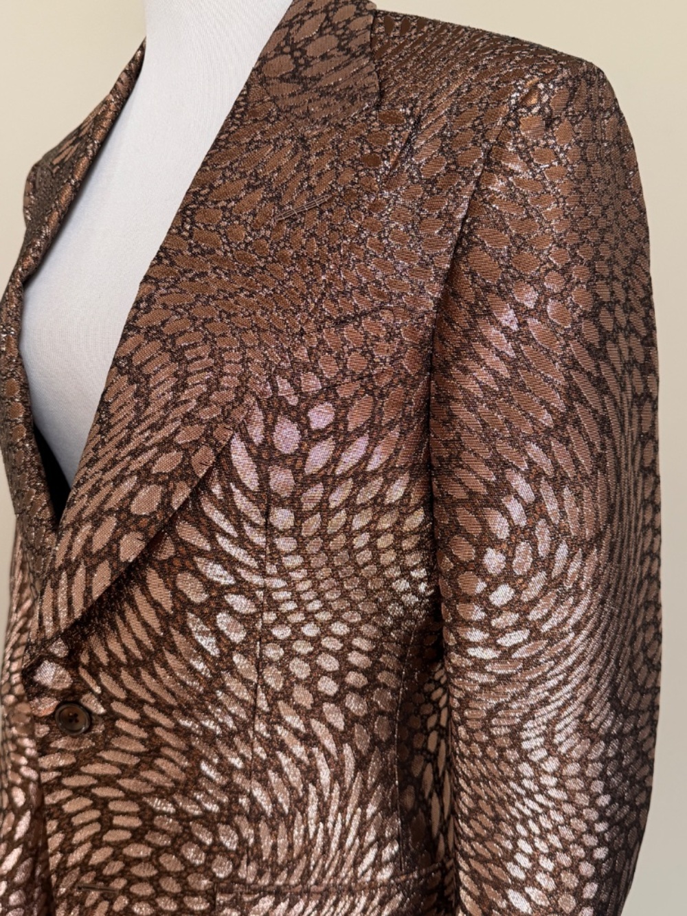 Tom Ford Atticus Bronze Distorted Dot Pattern Dupioni Dinner Jacket - Picture 13 of 15